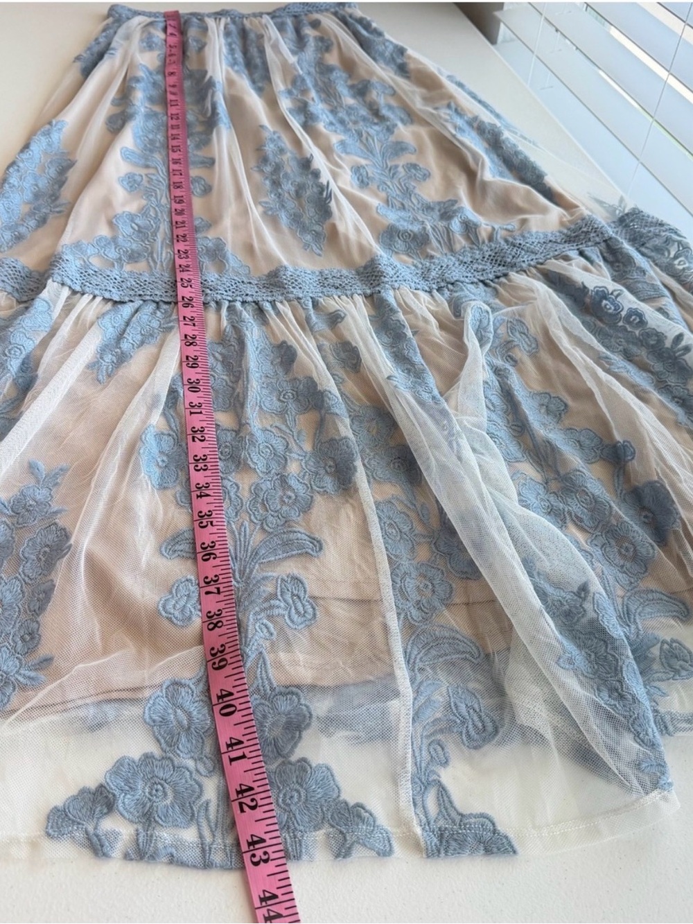 Altar'd State Pale Blue Embroidered Maxi Skirt size 6 - Picture 8 of 9